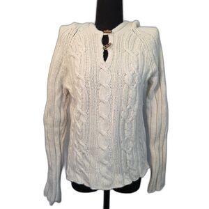 Old Navy Womens Large Vintage Cable Knit Hooded Sweater Y2K Bella Elena Gilbert